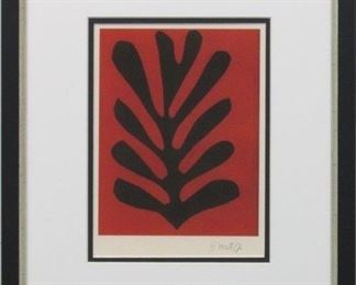 9034 - LEAF IN RED PRINT BY HENRI MATISSE 13.5 X 16.5