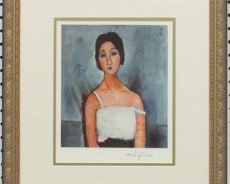 9048 - PORTRAIT PRINT BY MODIGLIANI 17 X 18.5