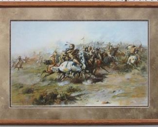 9062 - THE CUSTER FIGHT BY C.M. RUSSELL 29.5 X 20.5