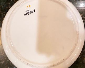 Mexican Hand-Painted Serving Bowl (Makers mark view)