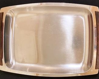 MCM Stainless Steel Serving Dish with Teak Handles