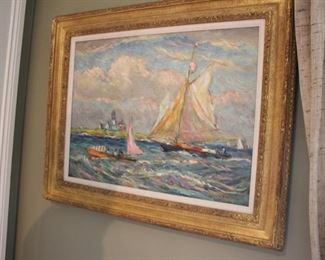 Reynolds Beal "Point Judith" oil on canvas dated 1948