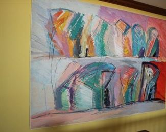 Calman Shemi (1939-Israeli) "Through the window of what was" soft painting tapestry