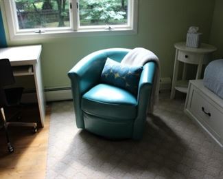 Teal swivel club chair
