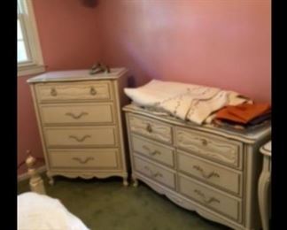 Lea bedroom furniture.  2 twin beds, dresser, chest, nightstand and vanity.