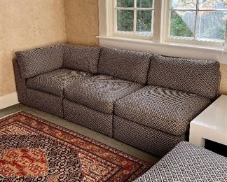 Small, comfy sectional sofa with ottoman