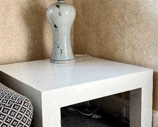 Contemporary White Lacquer Side Table