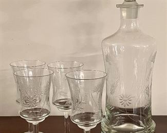 Vintage Decanter and Matching Glasses