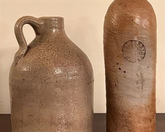 Antique Clay Bottle Nassau Selters and other antique crockery