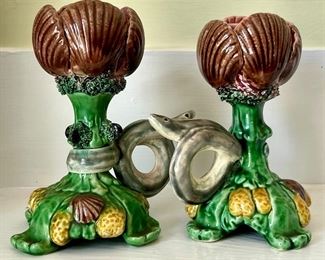 Majolica Candlesticks