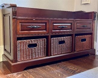 Foyer Style Storage Bench with drawers and pull-out baskets