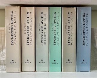 Alabaster Bookends & Collective Works of Shakespeare 
