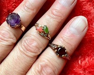14K rings with various stones
