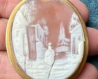 Antique Cameo with Intricate Scene