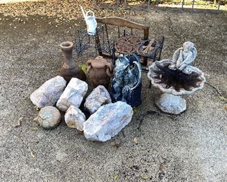 Yard art, bird bath