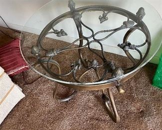 Glass top table with “bronze” colored base