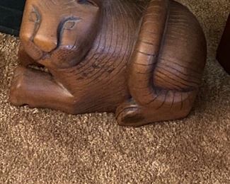 Folk art carved cat