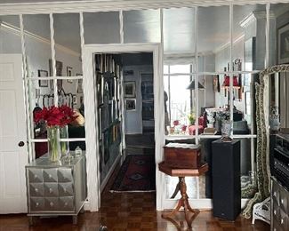 Pair silver side tables 