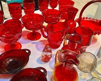 Ruby red glasses and dishes 