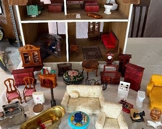 Vintage doll house and furniture 