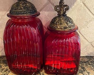Two kitchen canisters
