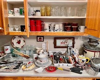 Full Kitchen! Kitchenware, baking and cooking appliances/utensils, casserole dishes, glasses, mugs, knives, teapots...