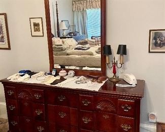 Chippendale style 9 drawer dresser with mirror