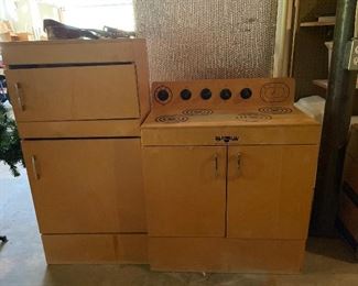 Children's toy stove and refrigerator made out of wood! 