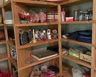 Coleman oil lantern, Christmas decorations, cushions,