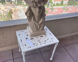 Rodin girl in hat - wrought iron table