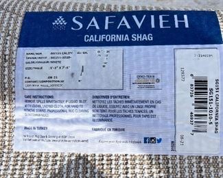 3)  $200 - Safavieh California Shag.  Made in Turkey.  White.  63 x 90.  Clean with no apparent spots or stains.  
