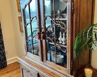 1)  $700 - Antique Louie XV Style Solid Oak Breakfront China Cabinet.  49" x 76" 2 piece. Contents not for sale.  Furniture only.  Decor and cabinet contents NOT FOR SALE. $525 is the minimum amount accepted for this item.