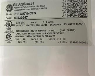 GE Stainless Steel Fridge - Model: PFE28KYNCFS