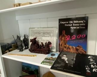 Asian Items including Chinese Qin Shi Huang Terracotta Army Warrior Soldiers and Large Resin Dragon