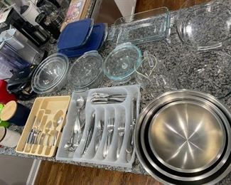 Kitchen Items including Dishware and Utensils 