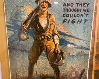 "And They Thought We Couldn't Fight" Vintage War Poster by Clyde Forsythe