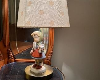 Vintage Table Lamp with Little Girl Figure, has Matching Little Boy Lamp