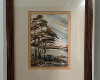 Monoprint (A form of printmaking where the image can only be made once) by Clay Anderson, Matted and Framed