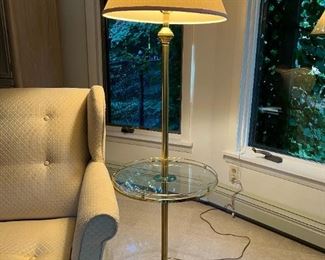 Brass Floor Lamp with Glass Table