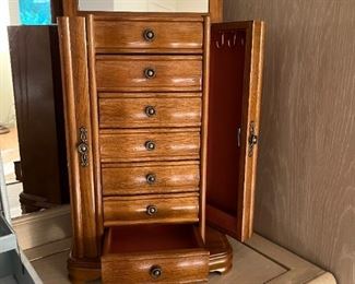 Oak  Table Top Jewelry Armoire