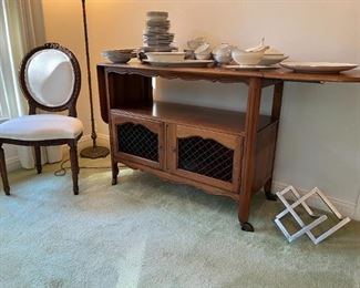 Vintage Flip-Top Server, Armless Parlor chair