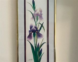 Irises watercolor, signed by "Sato"