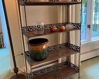 Wicker and Iron Shelving , 4 shelves
