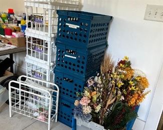 Storage Crates, Artificial Flowere