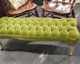 Antique Green Tufted Bench 47"W x 18.5"D x 16.5"D 
WAS $295 NOW $225