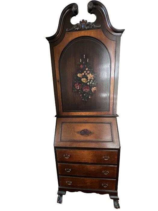 A.H. Stiehl Furniture Company Hand-painted Mahogany Secretary 