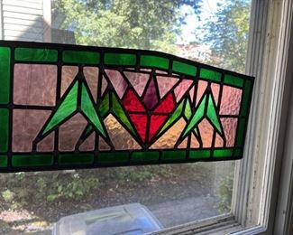Salvaged Leaded Stained Glass Panel From A Church 