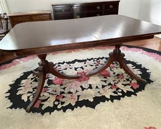 Antique Neoclassical Dining Table w/ Leaf & Protective Pads