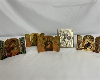 Collection of European Religious Icons, Including Sterling Silver Madonna & Child