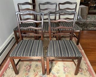 Set Of Five Antique Mahogany Dining Chairs